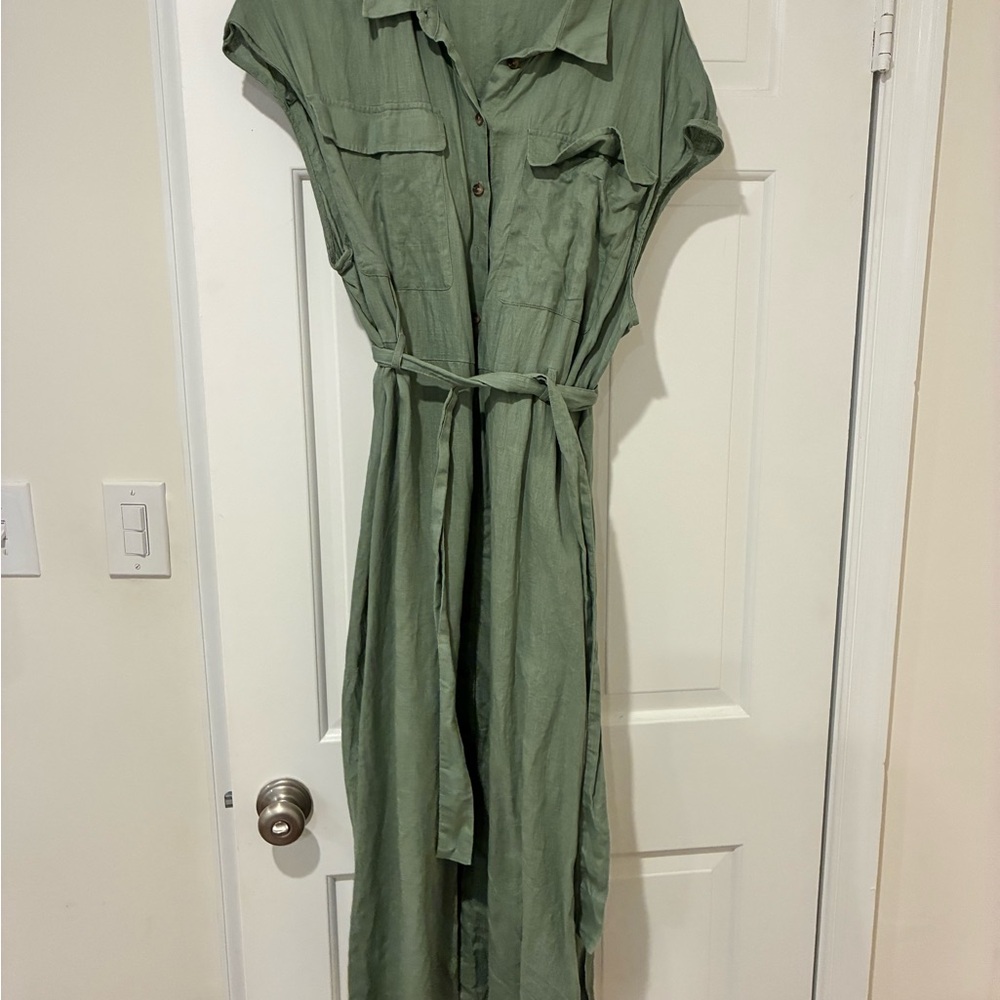 Mango Sage Green Maxi Dress